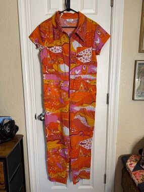 Blue Platypus Orange Multi-Print Jumpsuit